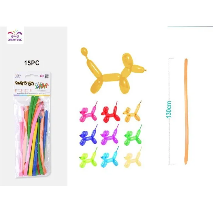 Pack 15 Globos Largos Colores Variados - PartyGO