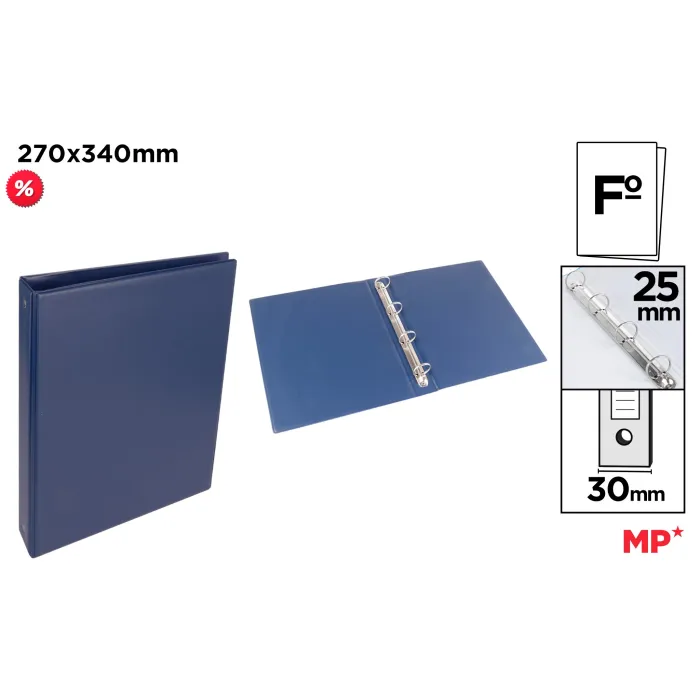 Carpeta PVC alta calidad F 4 anilla 25mm azul oscuro - MP