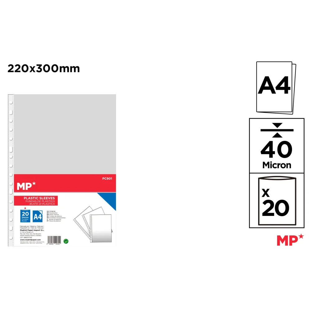 Fundas 20 uds 40 micras 22x30cm piel naranja - MP