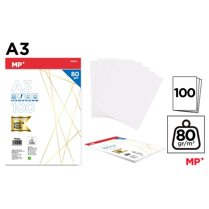 PAPEL A3 100 HOJAS 80G - MP