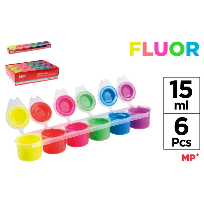 Témpera 6 colores fluorescentes - 15ml - MP