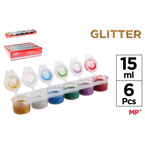 Témpera 6 colores con purpurina 15ml - MP