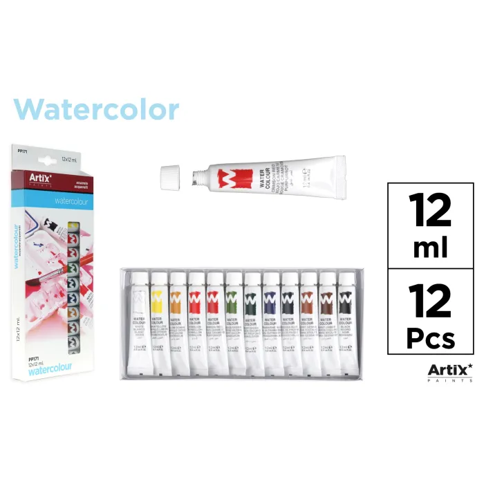 Pintura acuarela 12 tubos 12ml - MP