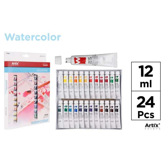 Pintura Acuarela 24 Tubos x 12ml - MP