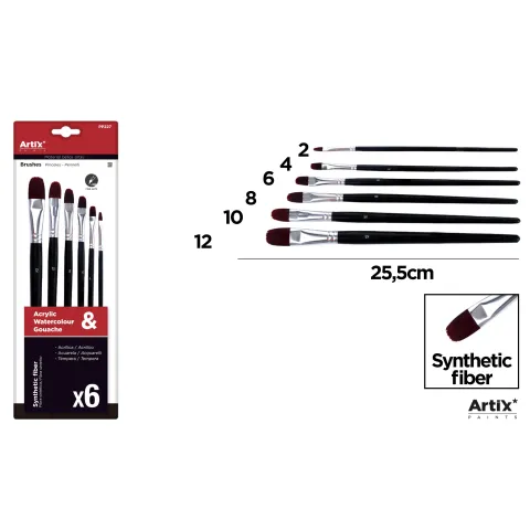 Pincel Profesional Fibra Sintética 6 uds - MP