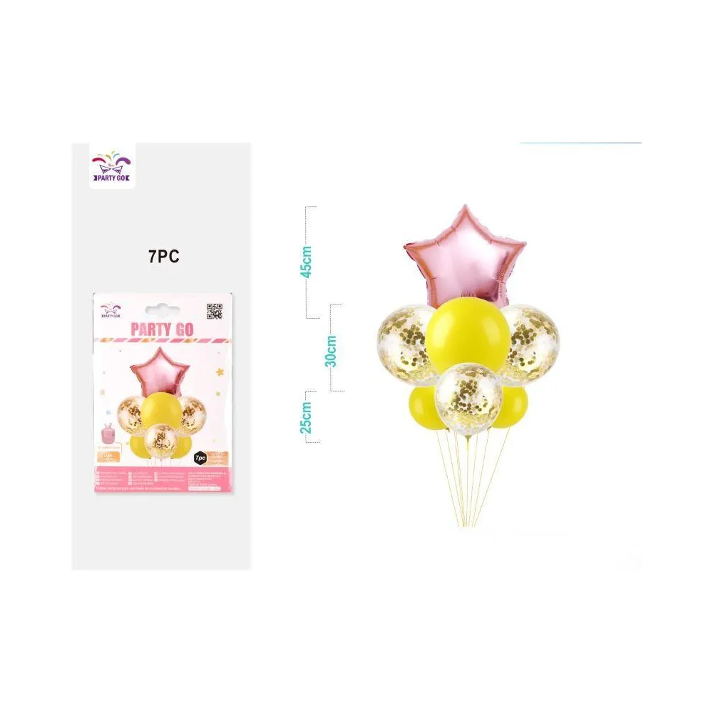 Set de 7 globos con estrella en color oro rosa - PartyGO