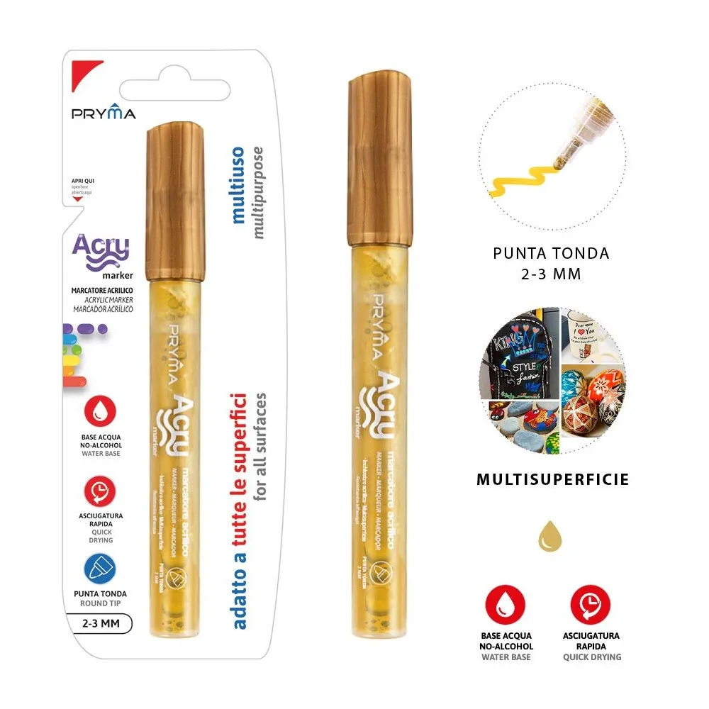 ROTULADOR REDONDO ACRILICO 2-3MM ORO Pryma