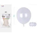 Pack de 6 Globos de Goma Látex con Brillo Perla 30CM Color Blanco -...