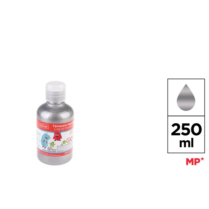 Témpera, 250 ml, Plata