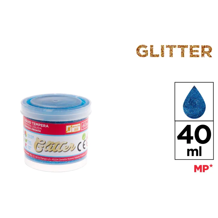 Témpera con purpurina, 40 ml, Azul