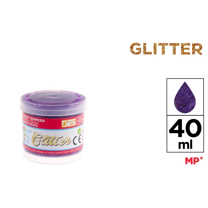 Témpera con purpurina, 40 ml, Violeta
