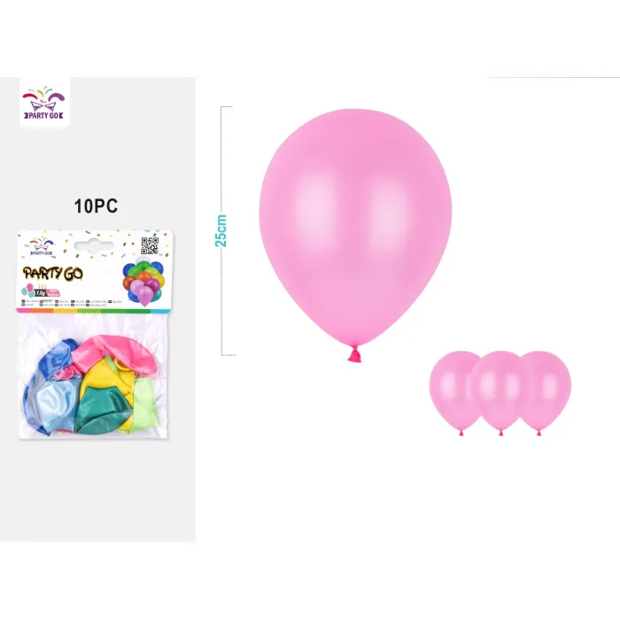 Pack de 8 Globos de Látex Mate en Color Rosa 25cm - PartyGO