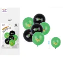 Set de 6 Globos de Látex de Dinosaurios en Mezcla Mate de Verde y N...