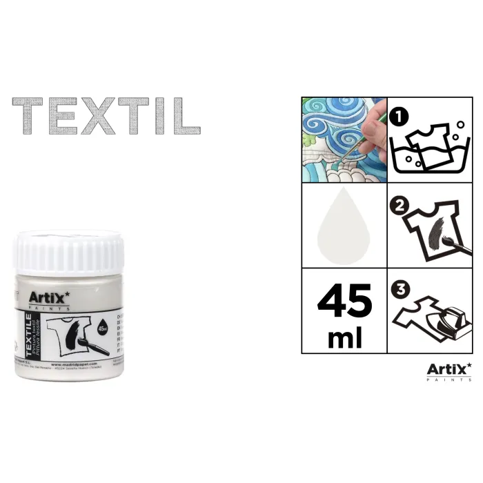 Pintura textil metalizada, 45 ml, Blanco nacarado