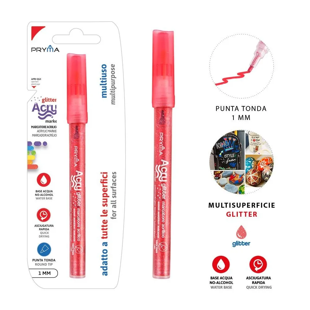 ROTULADOR REDONDO ACRILICO FLUORESCENTE 1MM ROSA Pryma