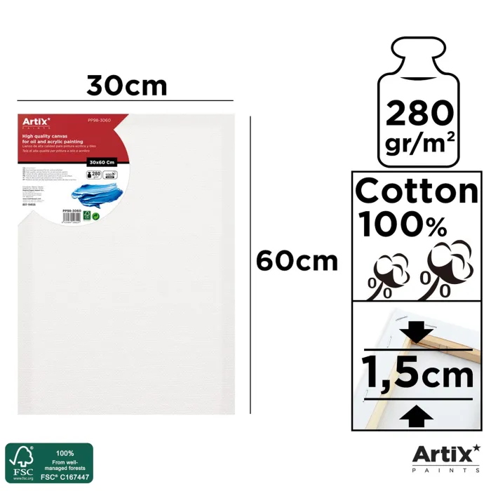 Lienzo con bastidor 1,5 cm, 30 × 60 cm