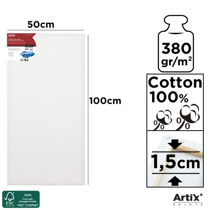 Lienzo con bastidor 1,5 cm, 50 × 100 cm