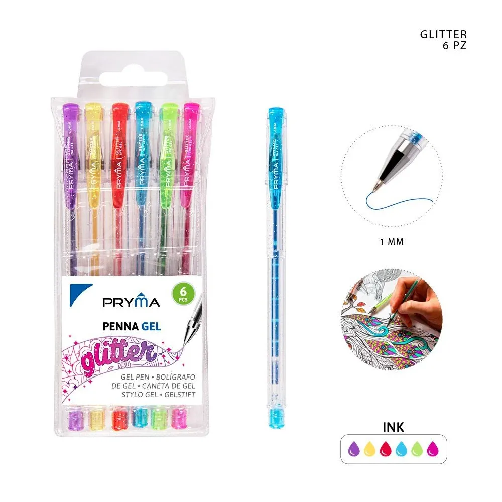 Bolígrafo de gel con 20 bolígrafos de colores con purpurina, 1 paquete