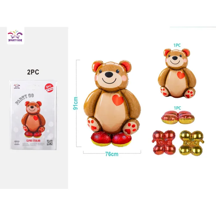 Set de Globos Mylar con Forma de Oso 76cm × 91cm - PartyGO