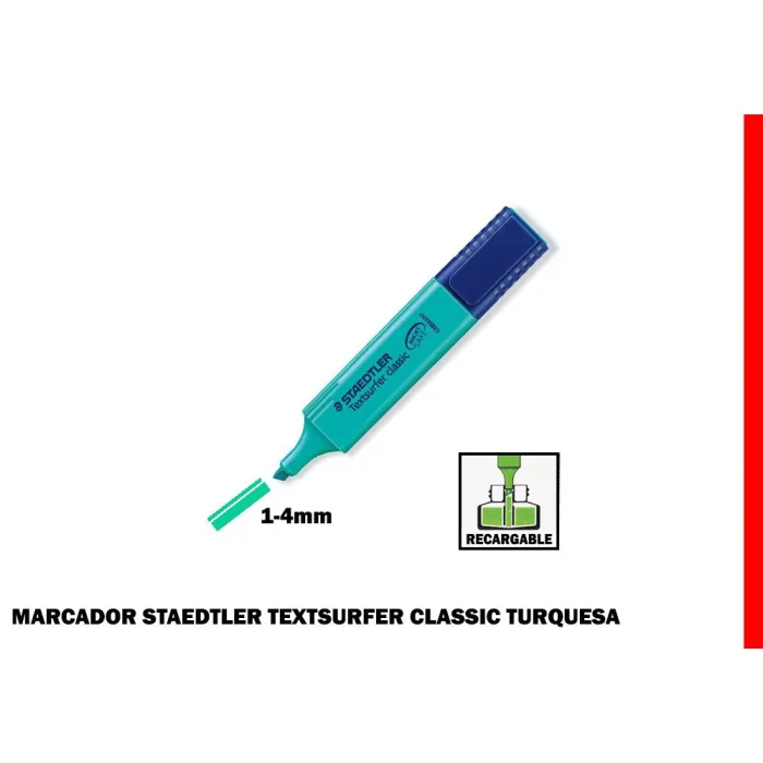 Marcador fluorescente Textsurfer Classic 1-4 mm - Staedtler, Turquesa