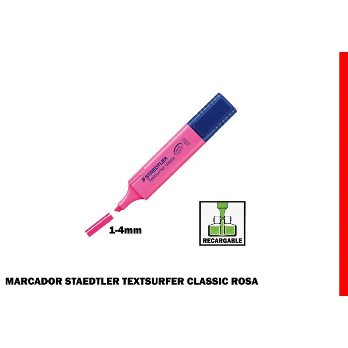 Marcador fluorescente Textsurfer Classic 1-4 mm - Staedtler, Rosa