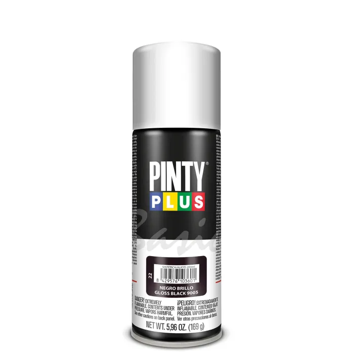 Spray Pintyplus Basic brillante y satinado, 200 ml, Negro brillo 9005