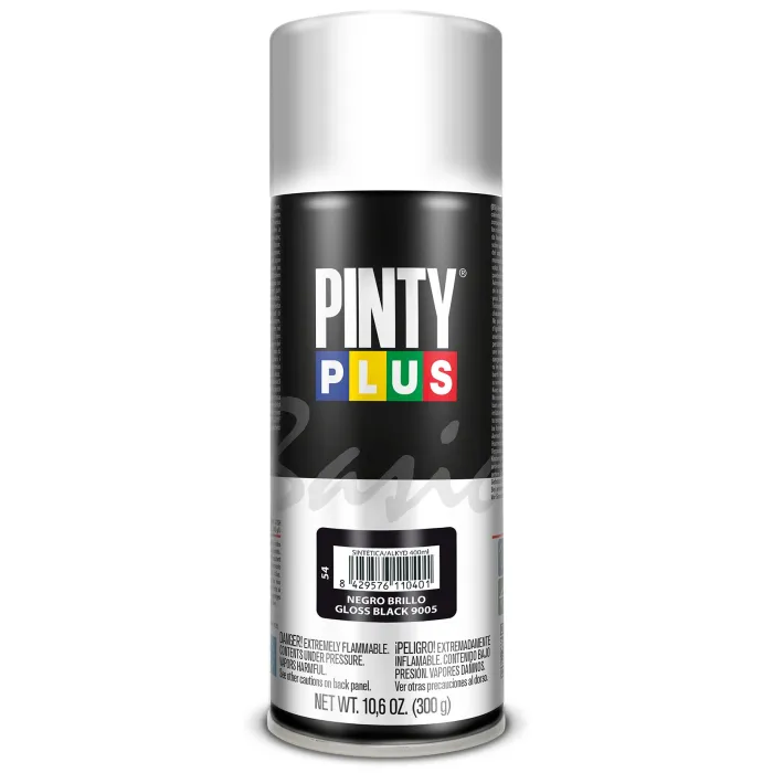 Spray Pintyplus Basic brillante y satinado, 400 ml, Negro brillo 9005