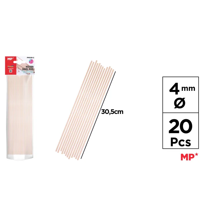 Palos Redondos de Madera 30,5 cm, 4 mm