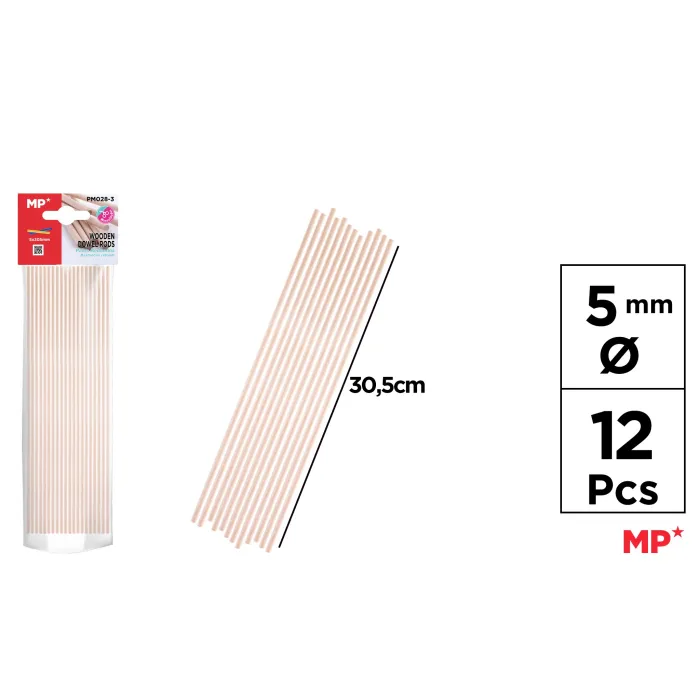 Palos Redondos de Madera 30,5 cm, 5 mm