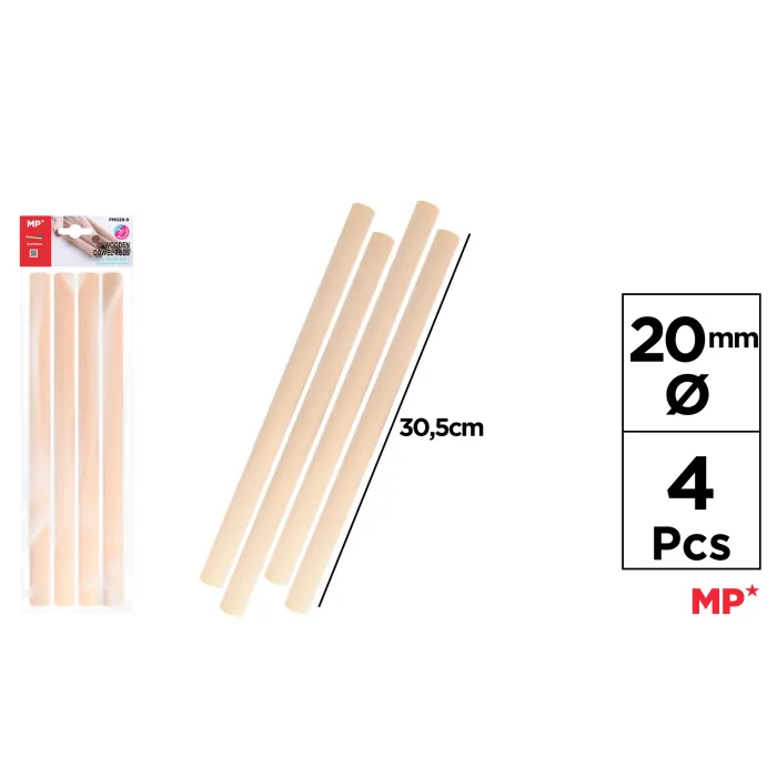 Palos Redondos de Madera 30,5 cm, 20 mm