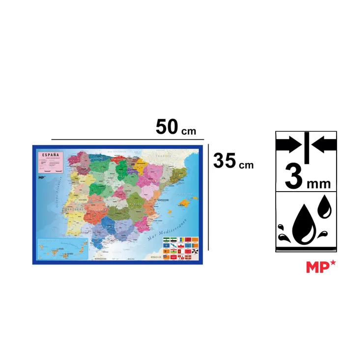 Vade de Sobremesa con Mapa de España 35x50cm 3mm - MP