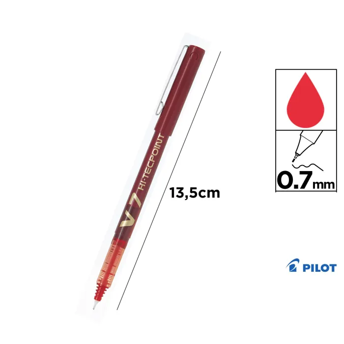 Bolígrafo Pilot V7 0,7 mm - Pilot, Rojo