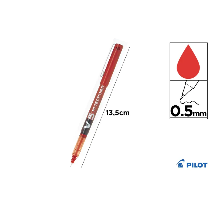 Bolígrafo Pilot V-5 Trazo 0,5 mm - Pilot, Rojo
