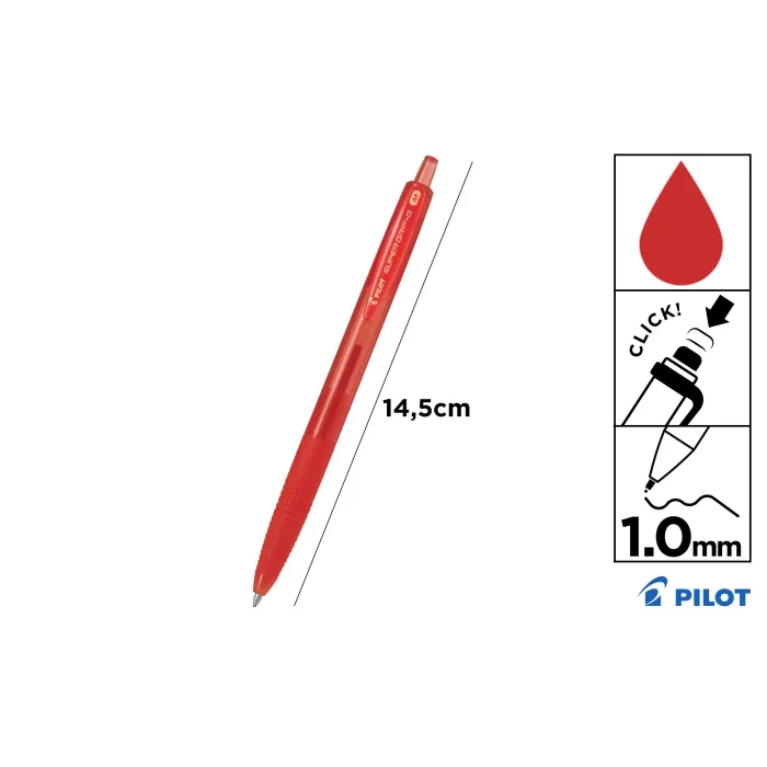 Bolígrafo Pilot Super G Trazo 1 mm - Pilot, Rojo