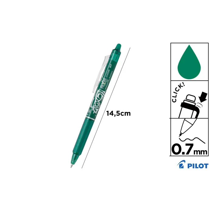 Bolígrafo Pilot Frixion Clicker Borrable 0,7 mm - Pilot, Verde