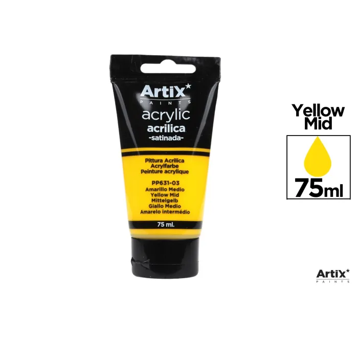 Pintura acrílica, 75 ml, Amarillo medio