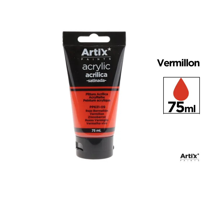Pintura acrílica, 75 ml, Rojo bermellón