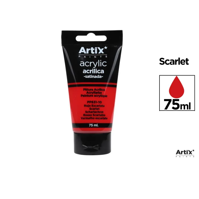 Pintura acrílica, 75 ml, Rojo escarlata