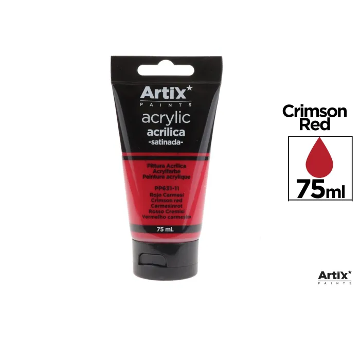 Pintura acrílica, 75 ml, Rojo carmesí