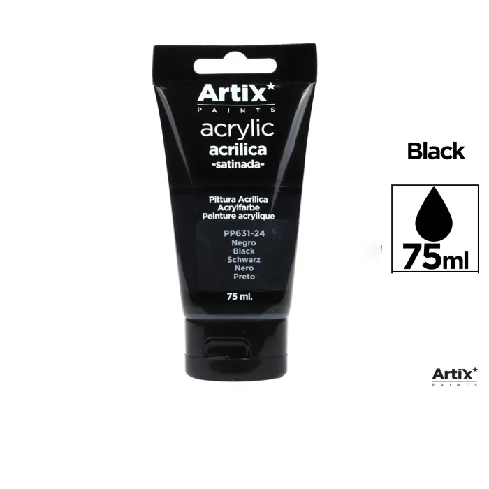Pintura acrílica, 75 ml, Negro