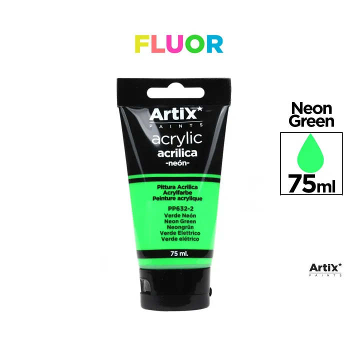 Pintura acrílica fluorescente, 75 ml, Verde neón