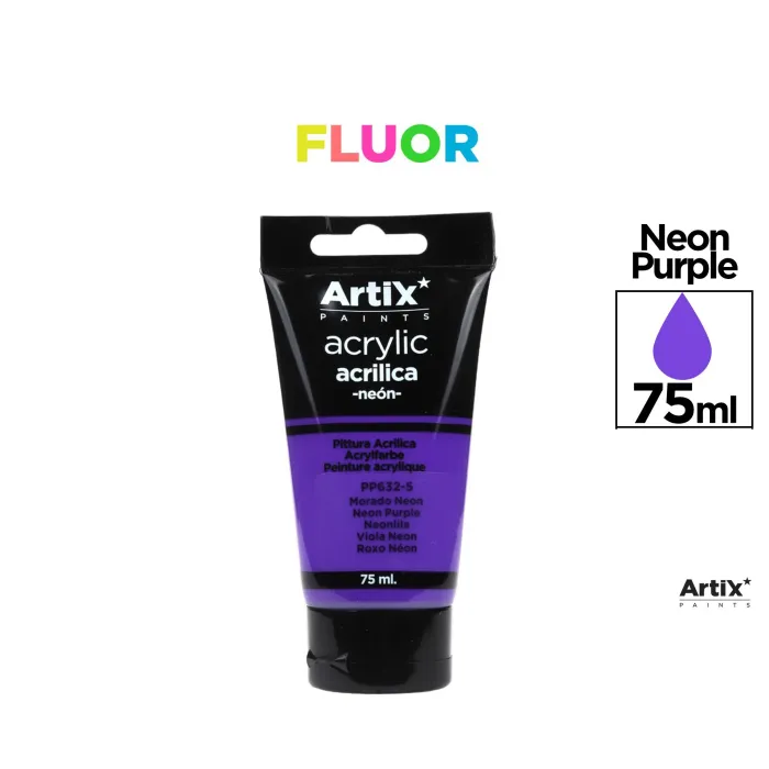 Pintura acrílica fluorescente, 75 ml, Fucsia neón