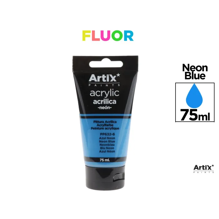 Pintura acrílica fluorescente, 75 ml, Azul neón