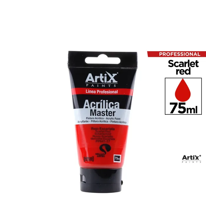 Pintura acrílica Expert, 75 ml, Rojo escarlata