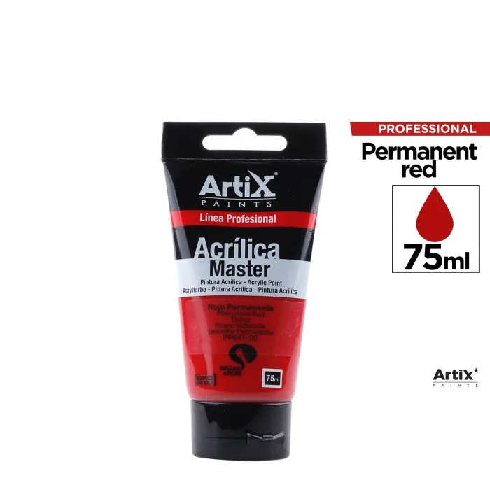 Pintura acrílica Expert, 75 ml, Rojo permanente