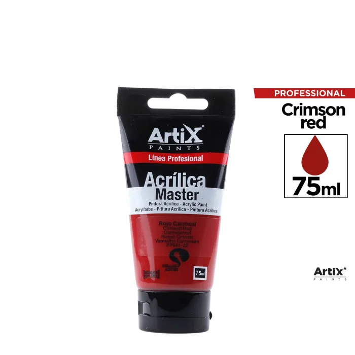 Pintura acrílica Expert, 75 ml, Rojo carmesí