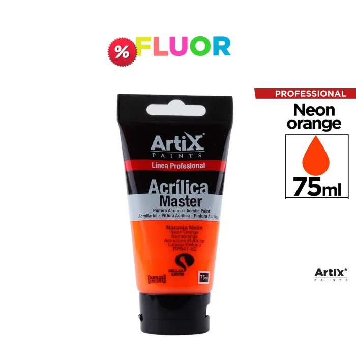 Pintura acrílica Expert, 75 ml, Naranja neón