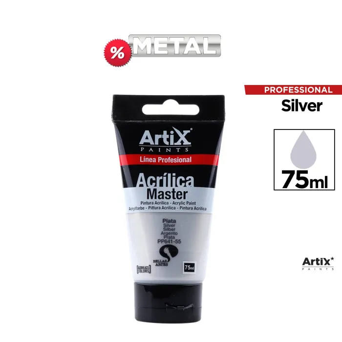 Pintura acrílica Expert, 75 ml, Plata
