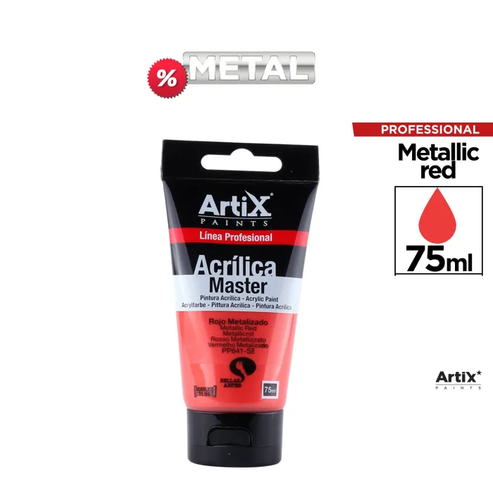 Pintura acrílica Expert, 75 ml, Rojo metálico