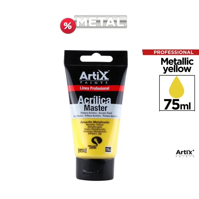 Pintura acrílica Expert, 75 ml, Amarillo metálico